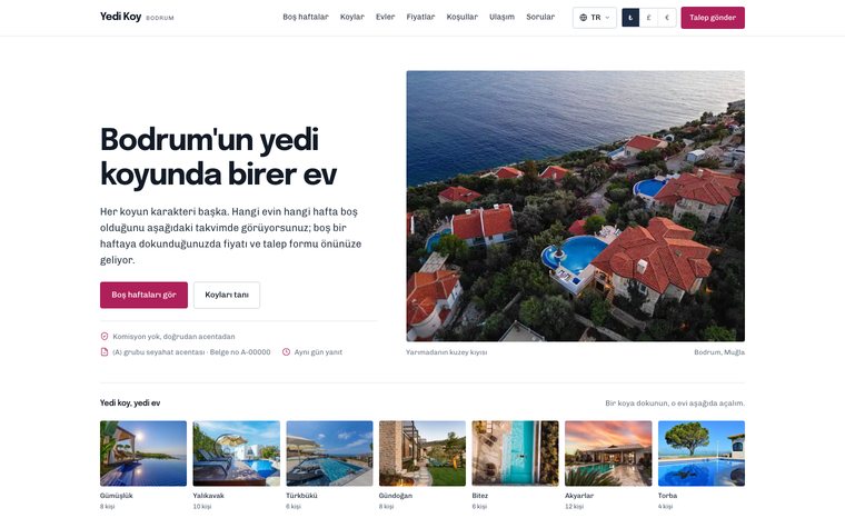 Yedi Koy — villa kiralama demo sitesi